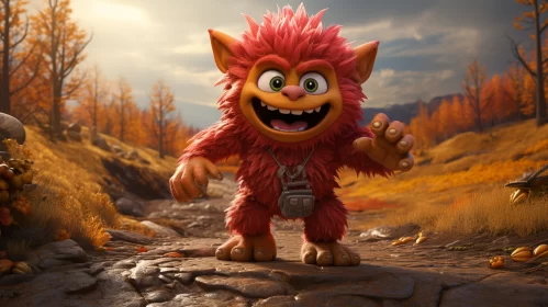 Playful Cartoon Troll in the Forest AI Image