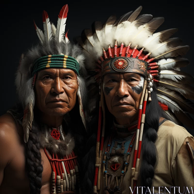 Indigenous Men in Traditional Dance Attire: A Study in Color and Culture AI Image