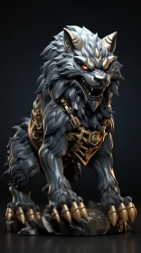 Fantastical Wolf - A Grotesque and Detailed Depiction AI Image