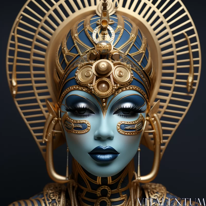 Glamorous Egyptian Model in Gold Makeup and Striking Costume AI Image