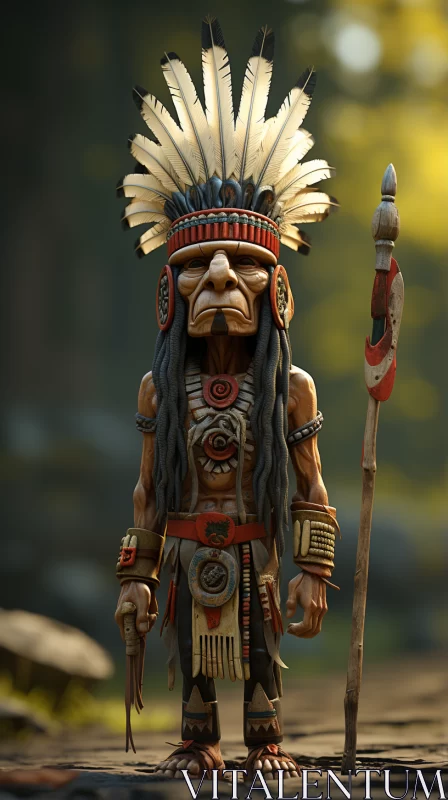 3D Native Character with Mesoamerican Influences AI Image