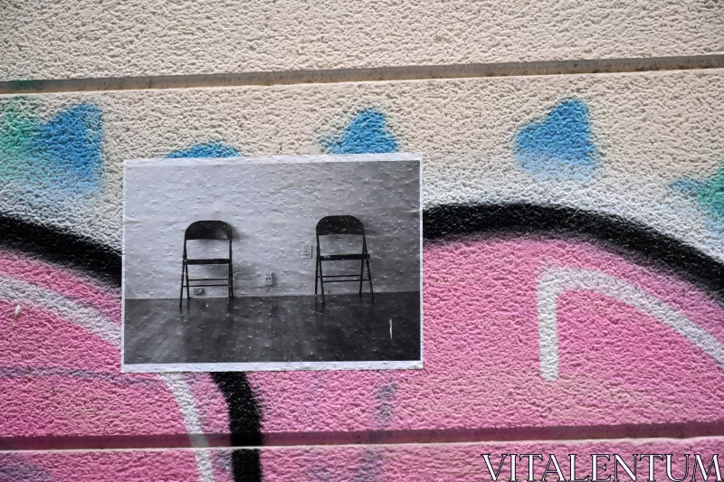 Graffiti Wall Art - Minimalistic Portrayal of Chairs Free Stock Photo