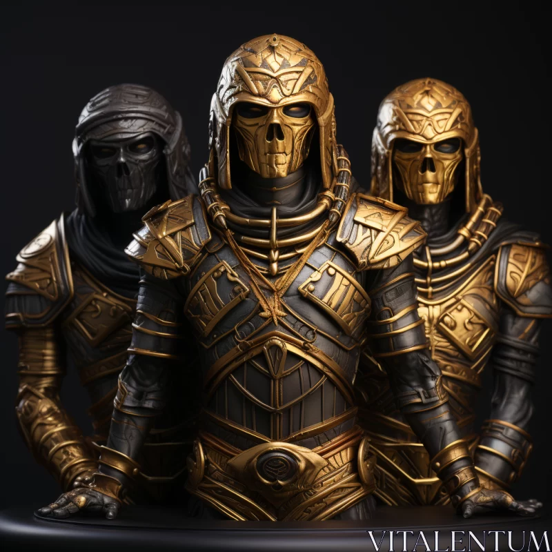 Golden Armored Knights: A Masterpiece of Still Life AI Image
