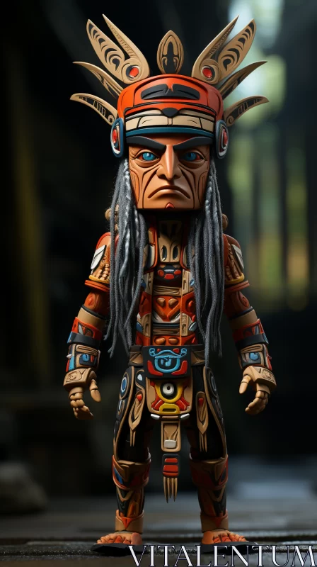 Native American Warrior Figure - Fusion of Tradition and Futurism AI Image