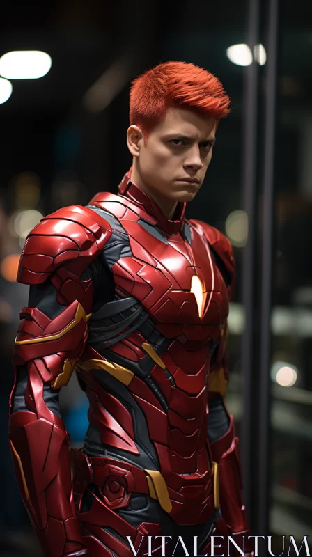 AI ART Iron Man Cosplay - Heroic Masculinity in Maroon