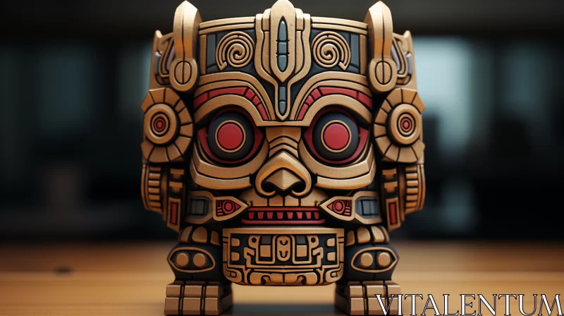 Mystical Aztec Statue: A Vision in Cubo-Futurism AI Image