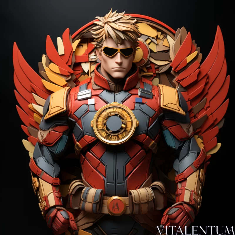 Avengers Character Statue with Mask and Wings AI Image