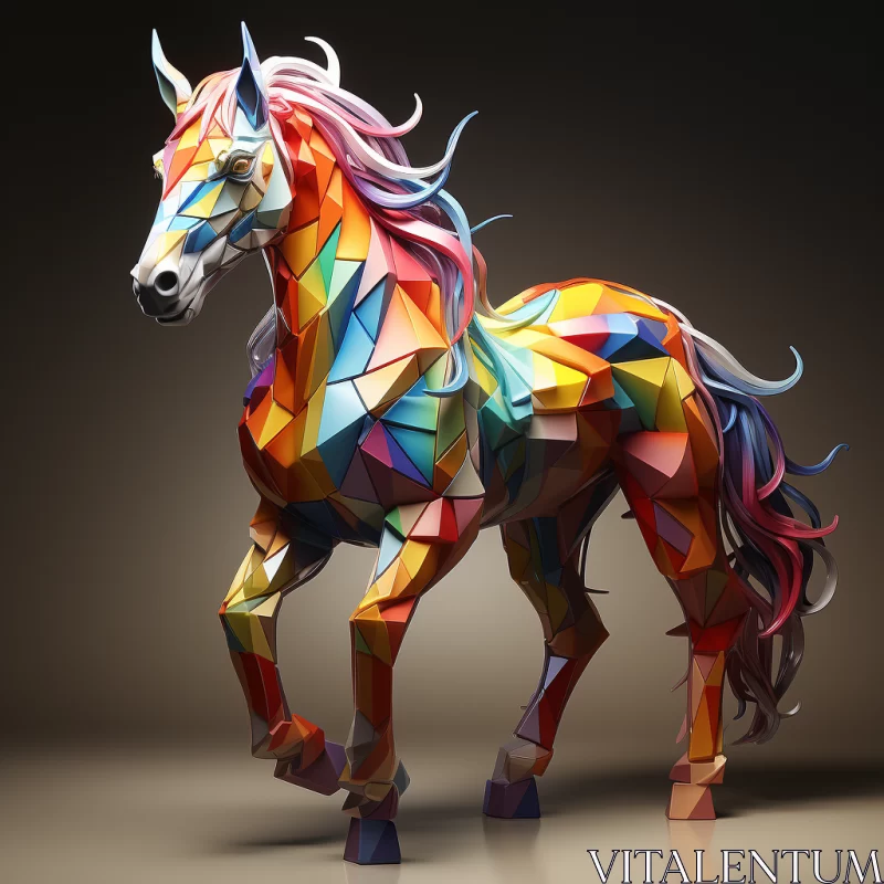 Colorful Polygonal Horse Art - A Unique Blend of Abstract and Realism AI Image