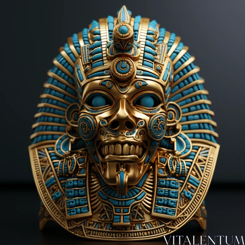 Golden Egyptian Mask with Turquoise Accents AI Image