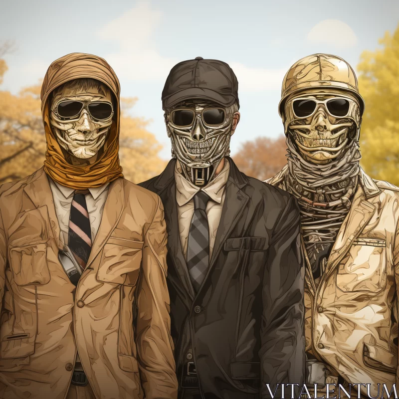 Skeletons in Suits: A Journey through the Forest AI Image