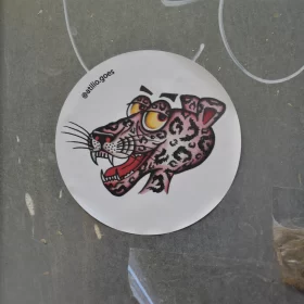 Intriguing Leopard Sticker Street Art