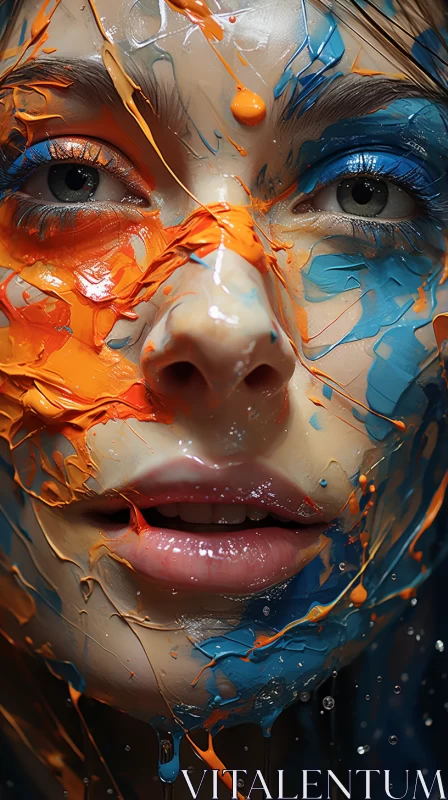 Captivating Abstract Portrait of a Painted Face AI Image