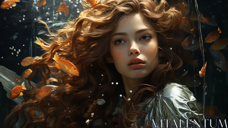 Underwater Elegance: Timeless Beauty Amidst Silver and Amber Hues AI Image