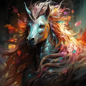 Fantasy Illustration of a Feathered Unicorn AI Image