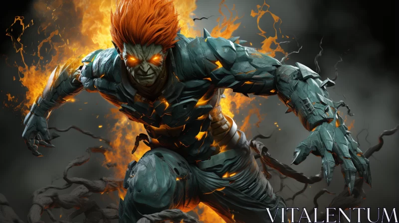 AI ART Fiery-Haired Villain - Superheroes in Shadows