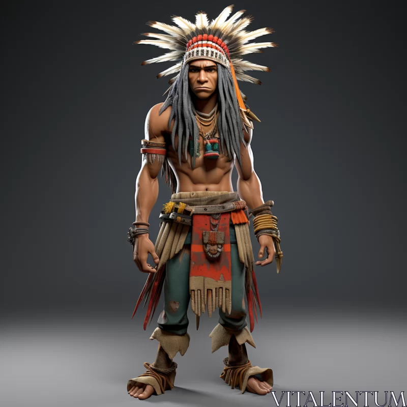 AI ART Detailed 3D Model of a Native American Character