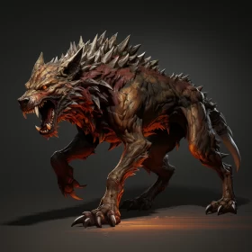 Fierce Wolf in Crimson and Bronze Tones AI Image