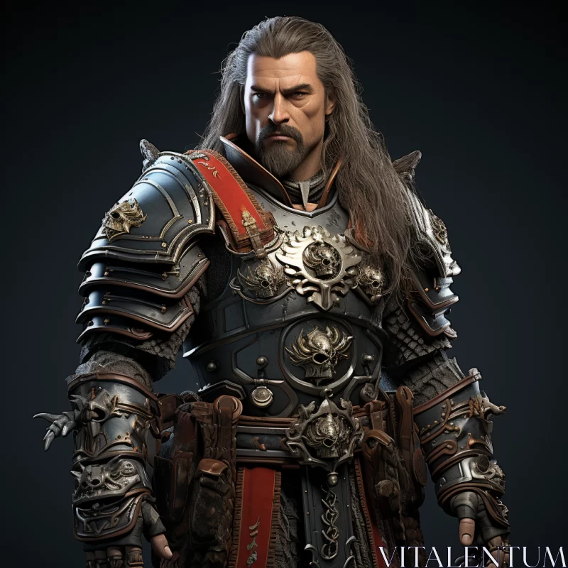 Armored Male Warrior with Sword - Realistic Artwork AI Image