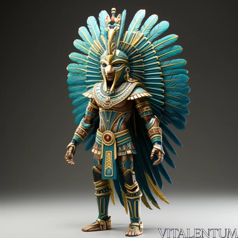 Egyptian Character with Blue Feathers in Changelingcore Style AI Image