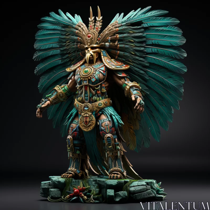Ancient Feathered Statue: A Blend of Tradition and Whimsy AI Image