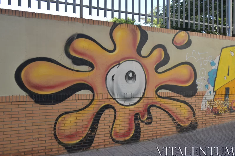 Surrealist Graffiti Mural on an Urban Wall Free Stock Photo