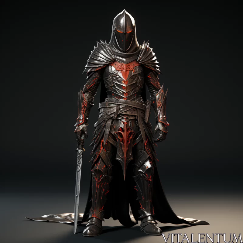 AI ART Black Knight in Armor - 3D Rendered Image