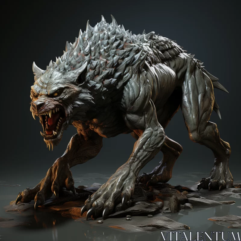 Werewolf Creature Concept Art: An Ominous Walk in Darkness AI Image