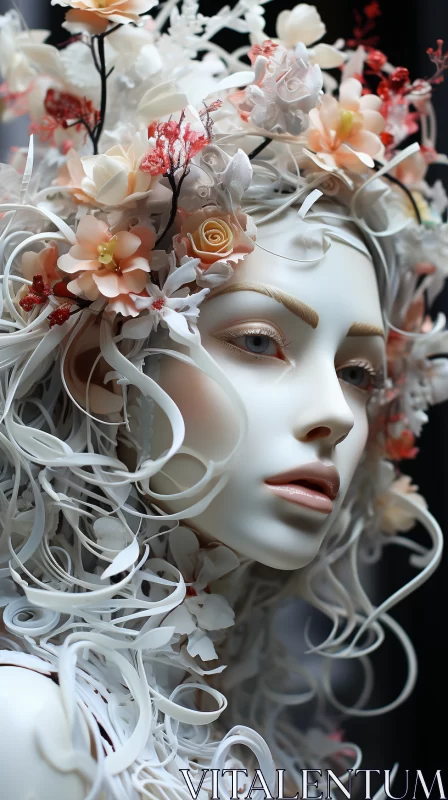 Floral Mannequin: A Fusion of Realism and Fantasy AI Image