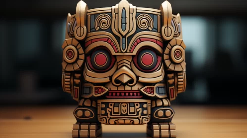 Mystical Aztec Statue: A Vision in Cubo-Futurism AI Image