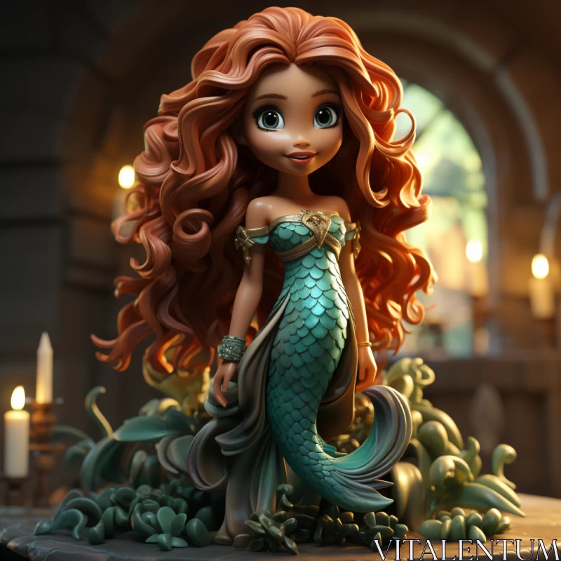 Mermaid Character in Clay - A Charming Cartoonish Baroque Design AI Image