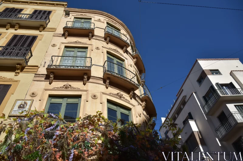 Art Nouveau Tenement Building Amidst Mediterranean Landscape Free Stock Photo