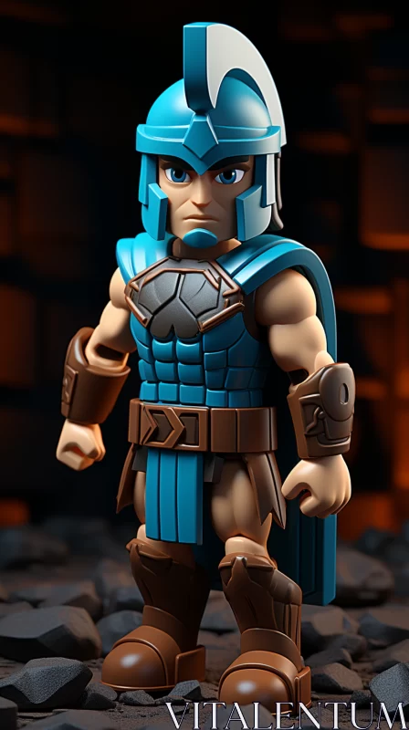 Lego Spartan Warrior in Blue Leather Outfit AI Image
