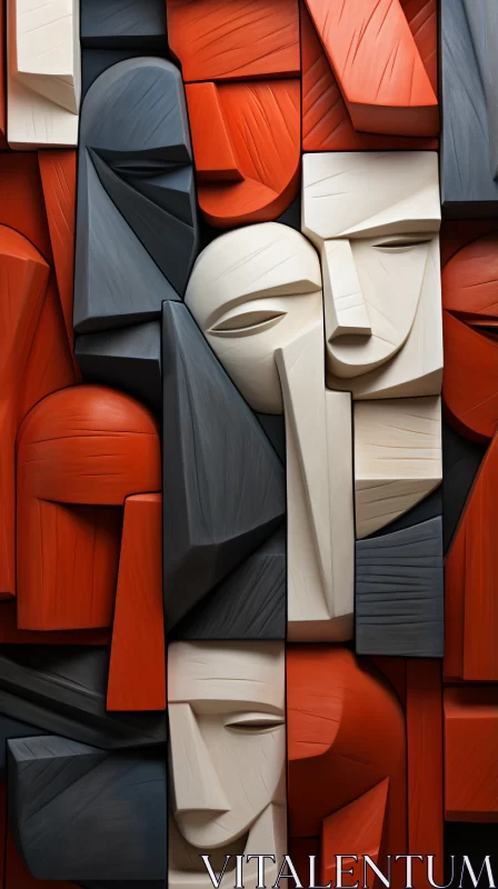 Monochromatic Wooden Figures with High Detail and Precision AI Image