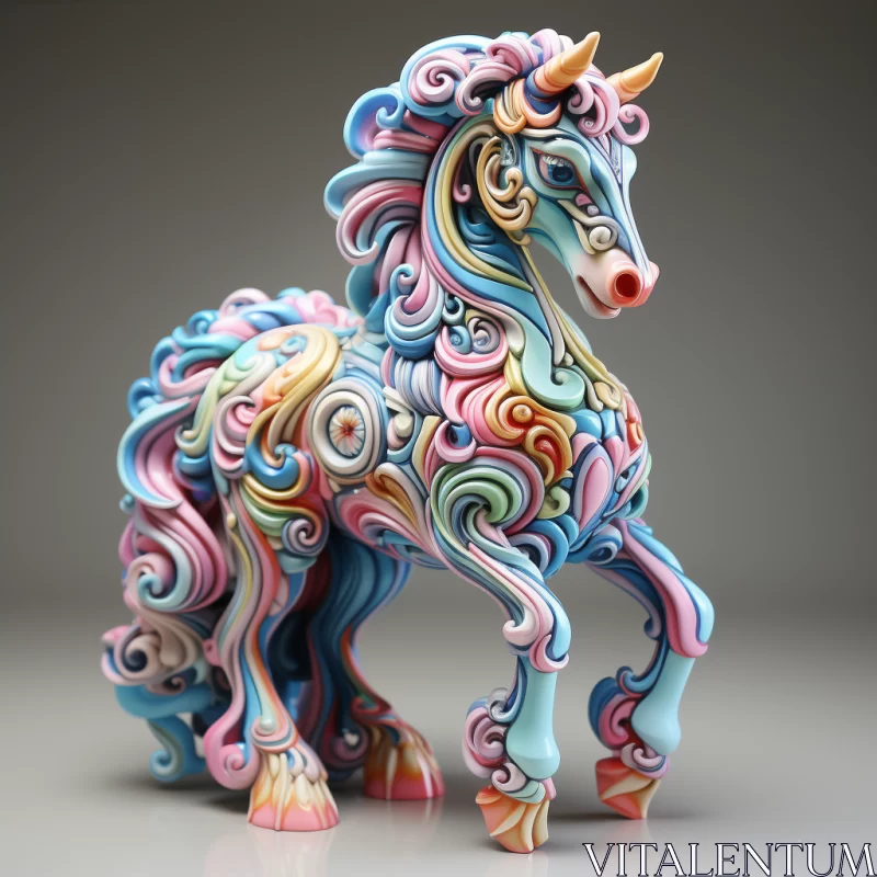 AI ART Colorful 3D Printed Unicorn Figure: A Blend of Fantasy and Artistry