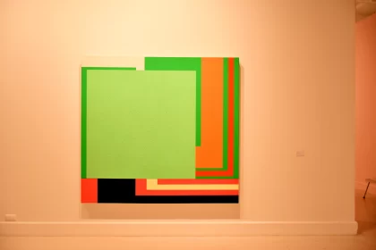 Abstract Geometric Artwork - Green, Orange, and Black