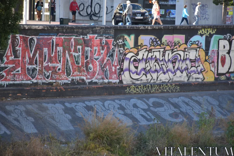 PHOTO Urban Graffiti Art on Bridge - A Fusion of Colors and Styles
