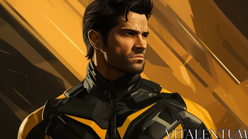 AI ART Intriguing Superhero Portrait in Black and Yellow