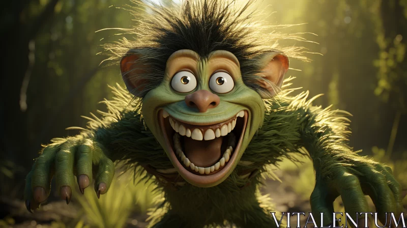 AI ART Animated Troll in Forest: A Charming Wildlife Portrait