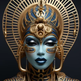 Glamorous Egyptian Model in Gold Makeup and Striking Costume AI Image