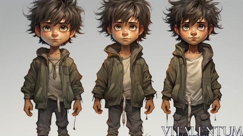 Atmospheric Boy Character Drawing with Earth Tones AI Image