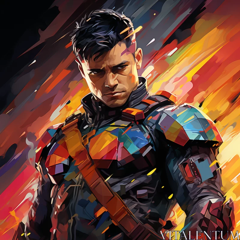 Colorful Male Character in Mixed Media Style AI Image