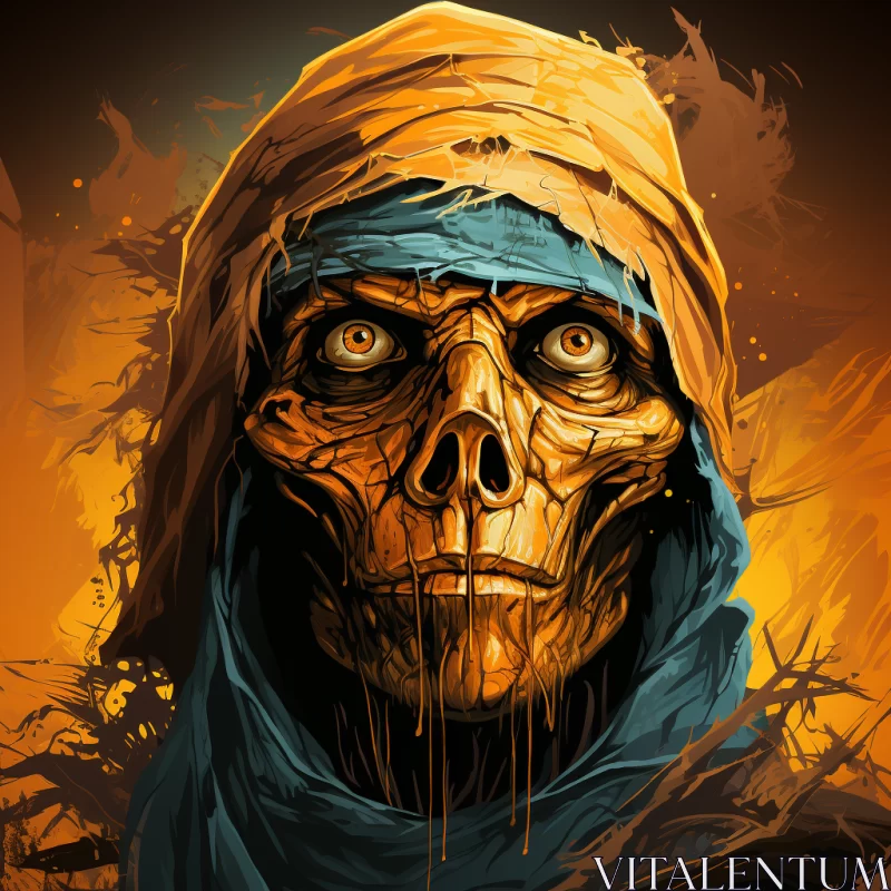 Apocalyptic Skull Illustration AI Image