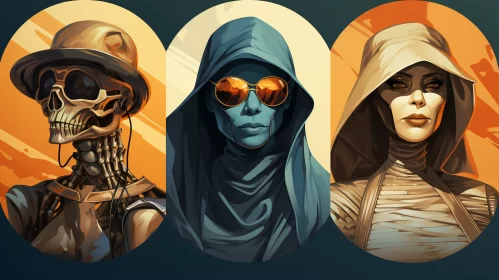 Masked Women in Science Fiction Imagery AI Image
