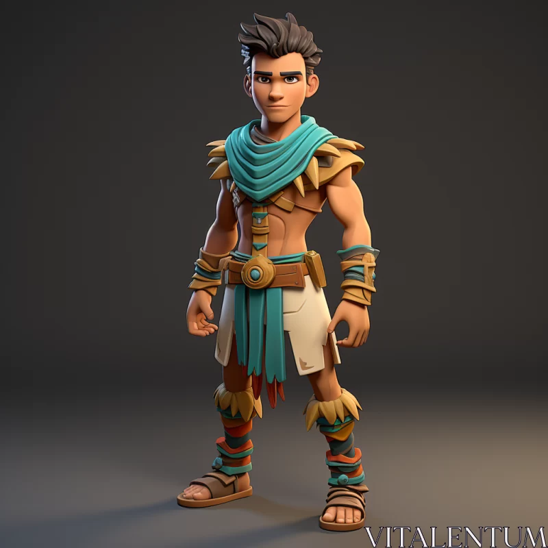 3D Fantasy Character with Mesoamerican Influences AI Image