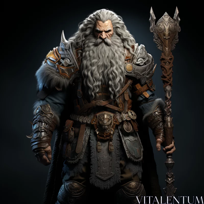 Dwarf God in Armor: A Photorealistic Rendering AI Image