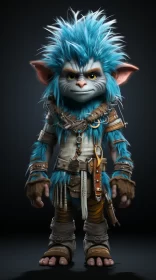 Blue Goblin Character with Monster Horn AI Image