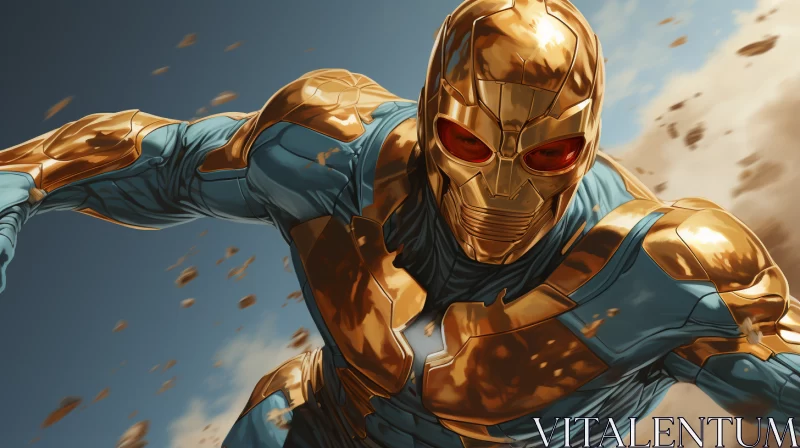 Golden-eyed Metallic Suit - A Tribute to Avengers AI Image