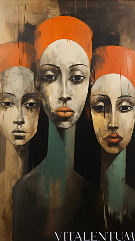 Abstract Art - Emotional Expressions of Three Women AI Image