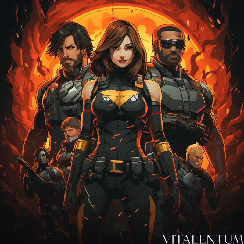 X-Men Red Alert 2: A Dark Bronze and Orange Illustration AI Image