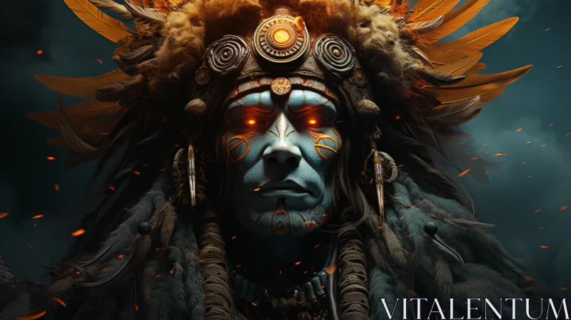 Native American War Spirit - A Vibrant Cinema4D Illustration AI Image